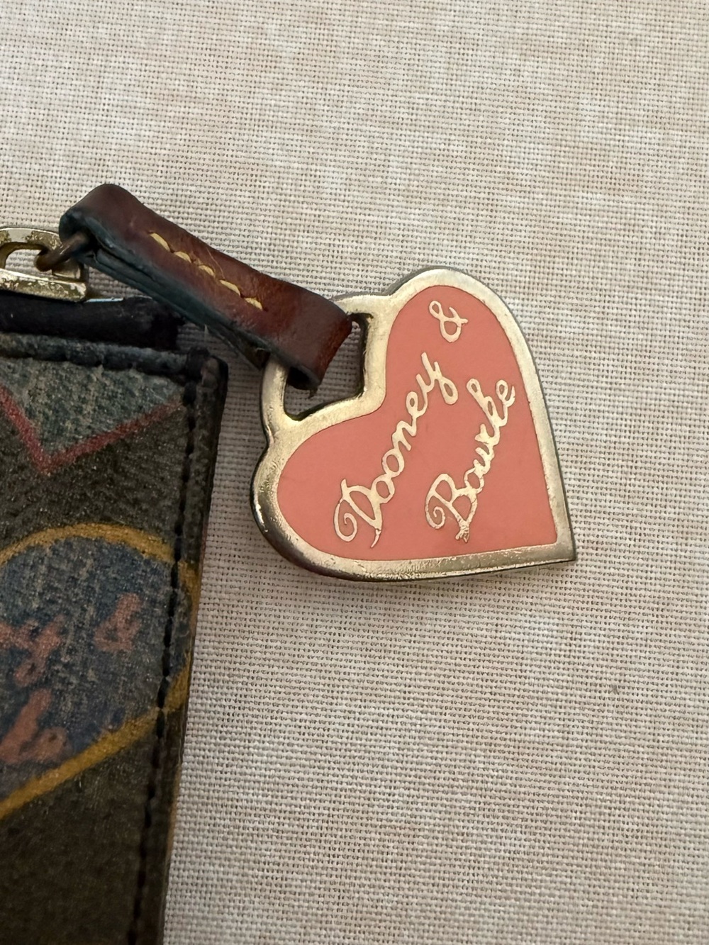 Dooney & Bourke Brown Multicolor Heart Key Card Holder - Picture 2 of 4